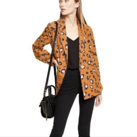 3.1 Phillip Lim X Target Orange Blazer Animal Leopard Print Long Sleeve Sz XS - Picture 7 of 9